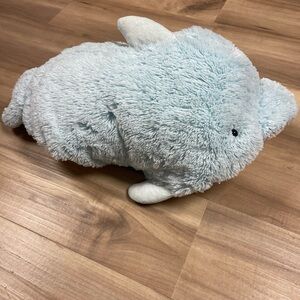 Pillow Pets Blue Dolphin Plush Stuffed Animal 2010 18”x24” Retired
